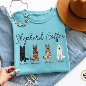 German Shepherd Coffee Shirt, Funny Gsd Iced Coffee Tee
